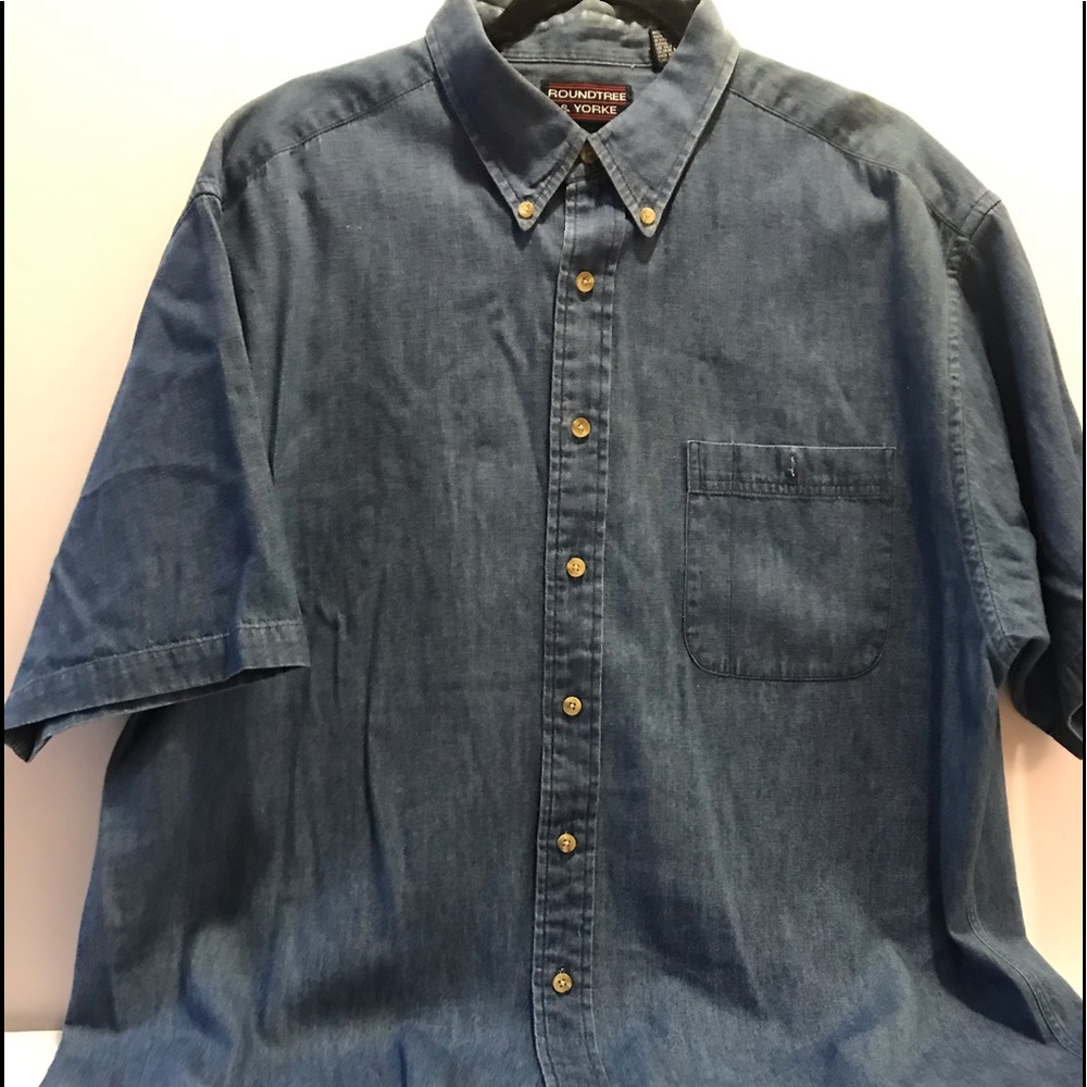 Denim button-down shirt